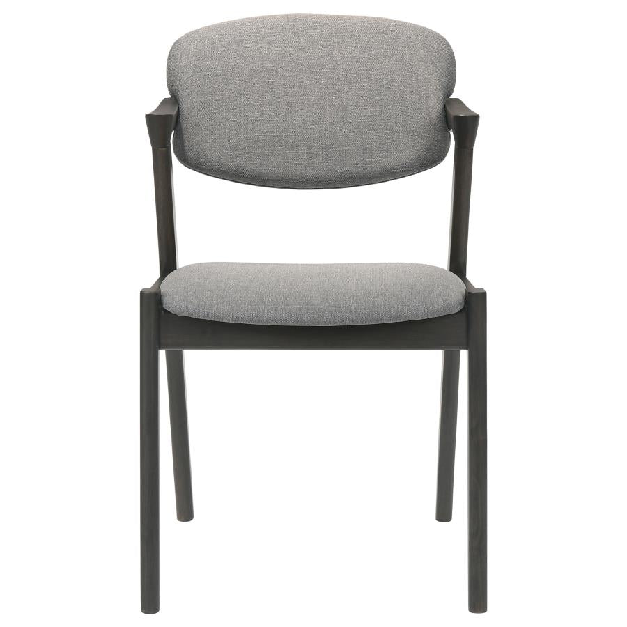 Stevie Upholstered Side Chairs (Set Of 2) With Demi Arm Brown Grey And Black