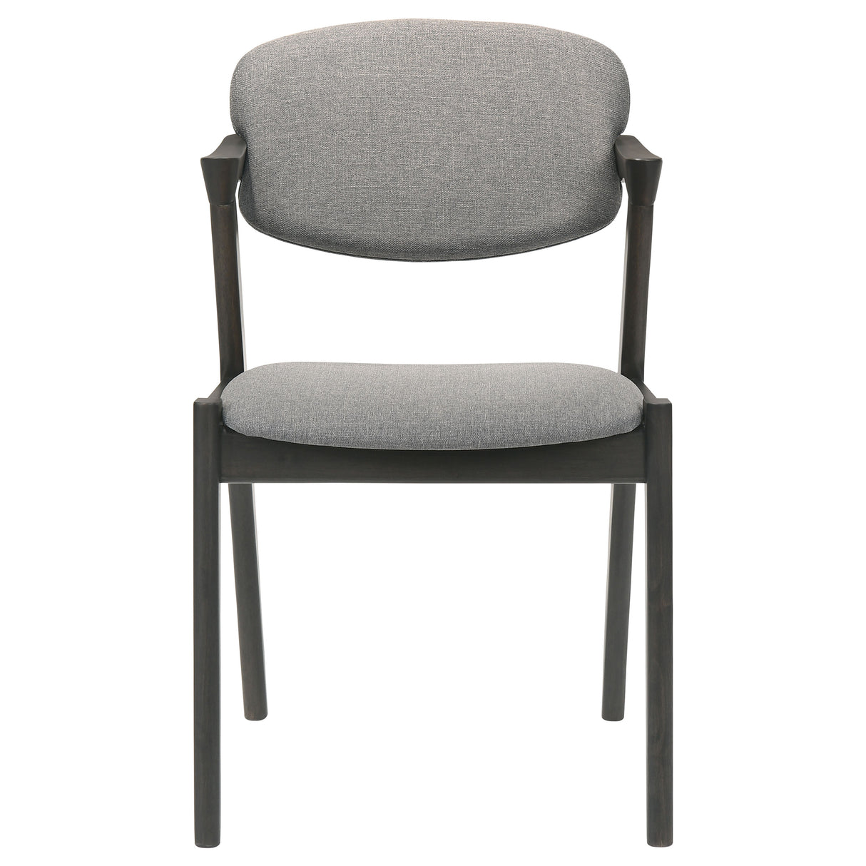 Stevie Upholstered Side Chairs (Set Of 2) With Demi Arm Brown Grey And Black