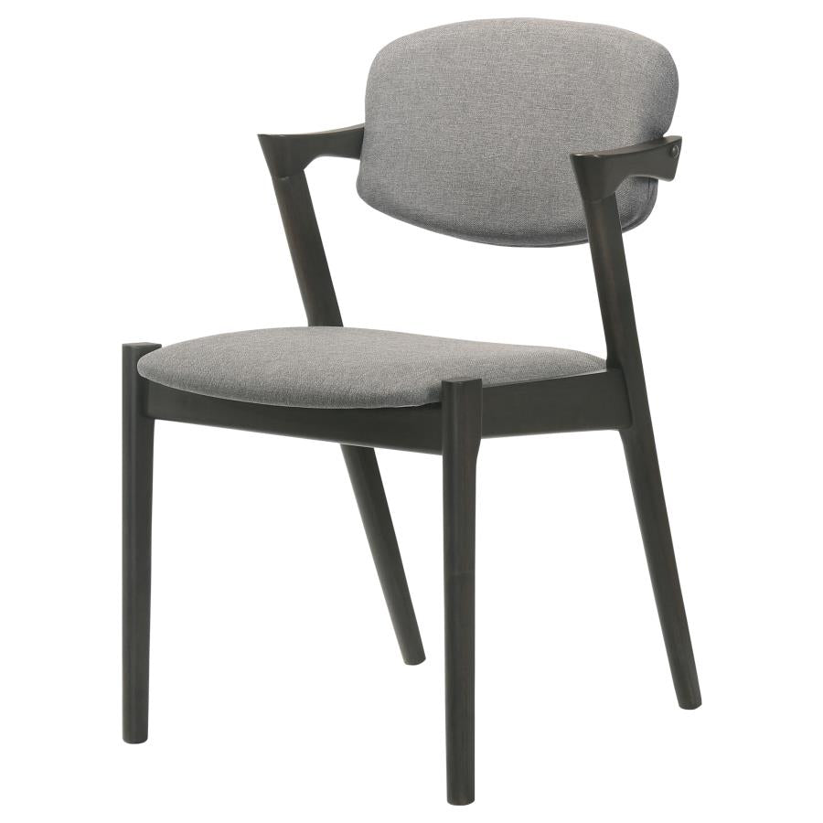 Stevie Upholstered Side Chairs (Set Of 2) With Demi Arm Brown Grey And Black
