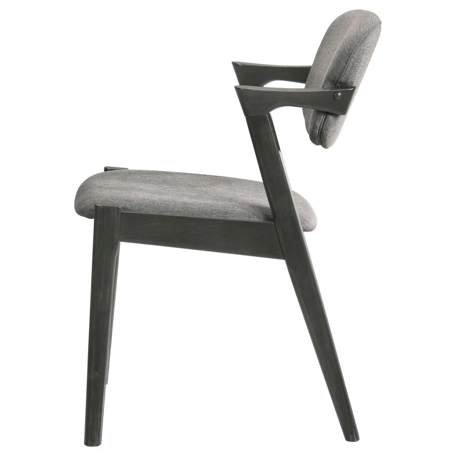 Stevie Upholstered Side Chairs (Set Of 2) With Demi Arm Brown Grey And Black