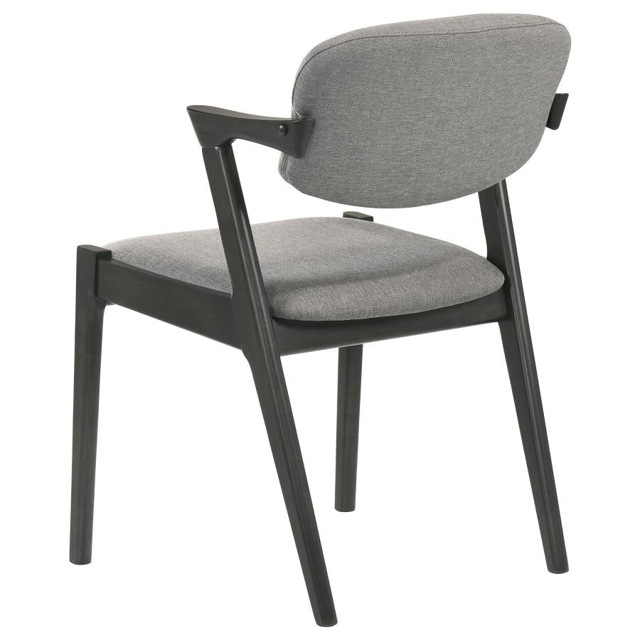 Stevie Upholstered Side Chairs (Set Of 2) With Demi Arm Brown Grey And Black