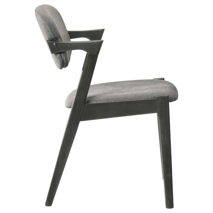 Stevie Upholstered Side Chairs (Set Of 2) With Demi Arm Brown Grey And Black