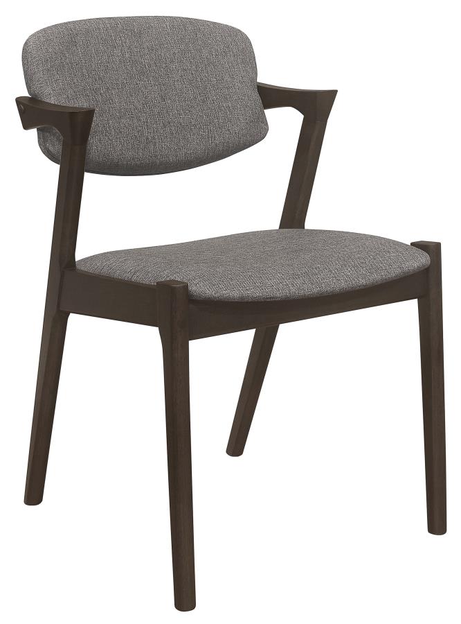 Stevie Upholstered Side Chairs (Set Of 2) With Demi Arm Brown Grey And Black