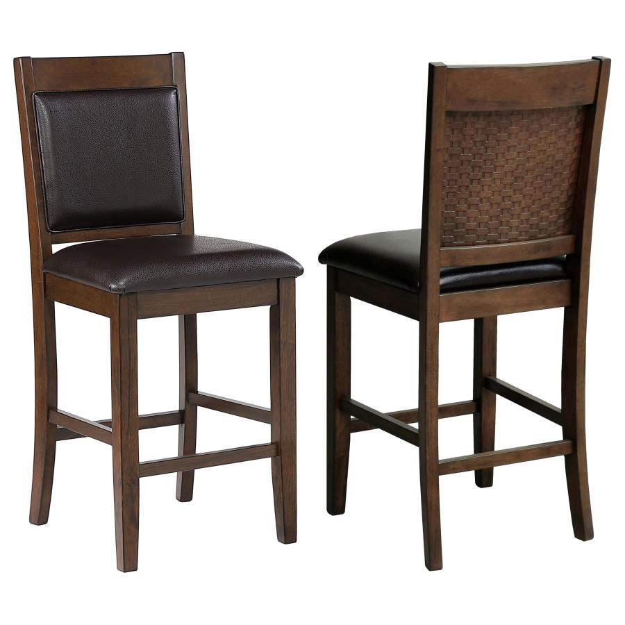 Dewey Upholstered Counter Height Chairs With Footrest (Set Of 2) Brown And Walnut