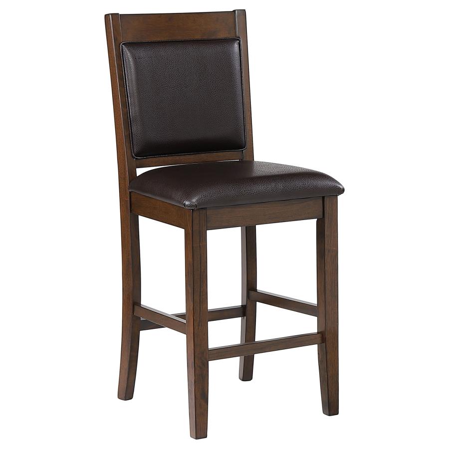 Dewey Upholstered Counter Height Chairs With Footrest (Set Of 2) Brown And Walnut