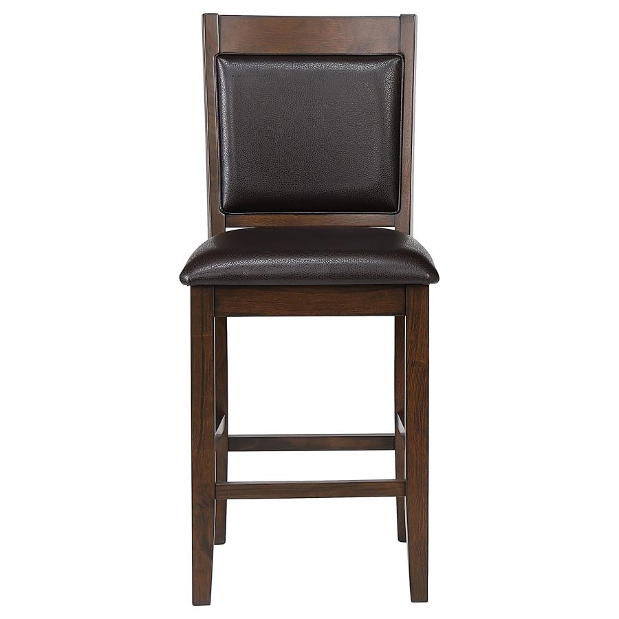 Dewey Upholstered Counter Height Chairs With Footrest (Set Of 2) Brown And Walnut