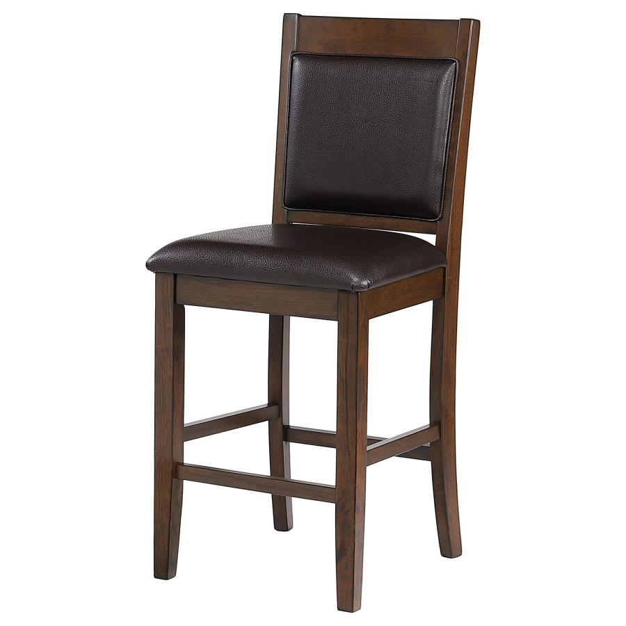 Dewey Upholstered Counter Height Chairs With Footrest (Set Of 2) Brown And Walnut
