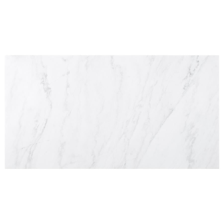 Sherry Rustic Espresso / Sand 5-Piece Rectangular Marble Top Dining Table Set