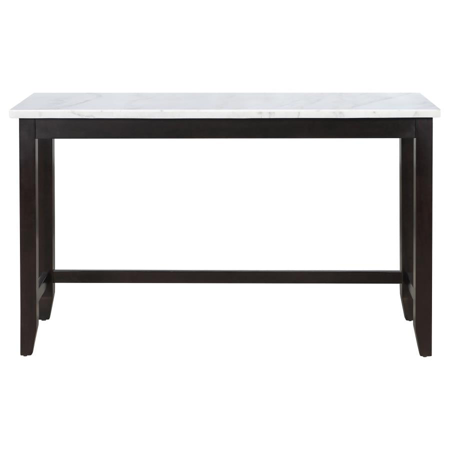 Toby Rectangular Marble Top Counter Height Table Espresso And White