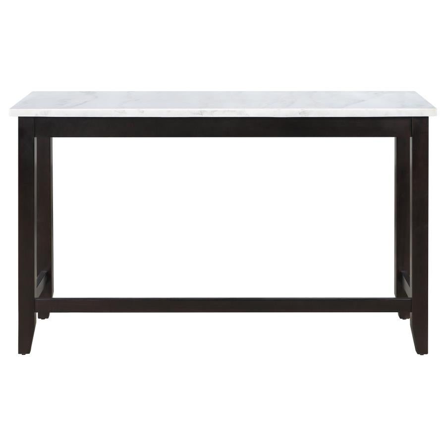 Toby Rectangular Marble Top Counter Height Table Espresso And White