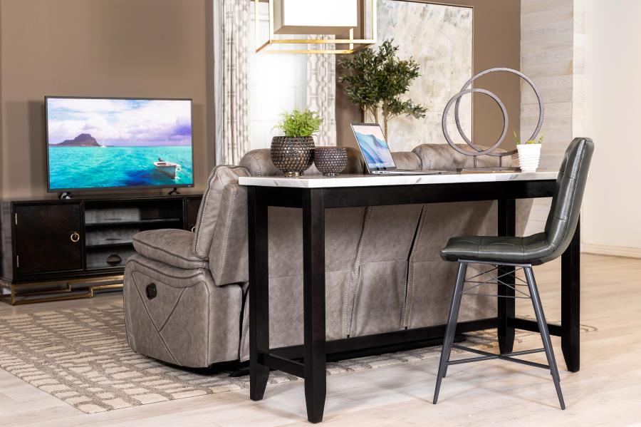 Toby Rectangular Marble Top Counter Height Table Espresso And White