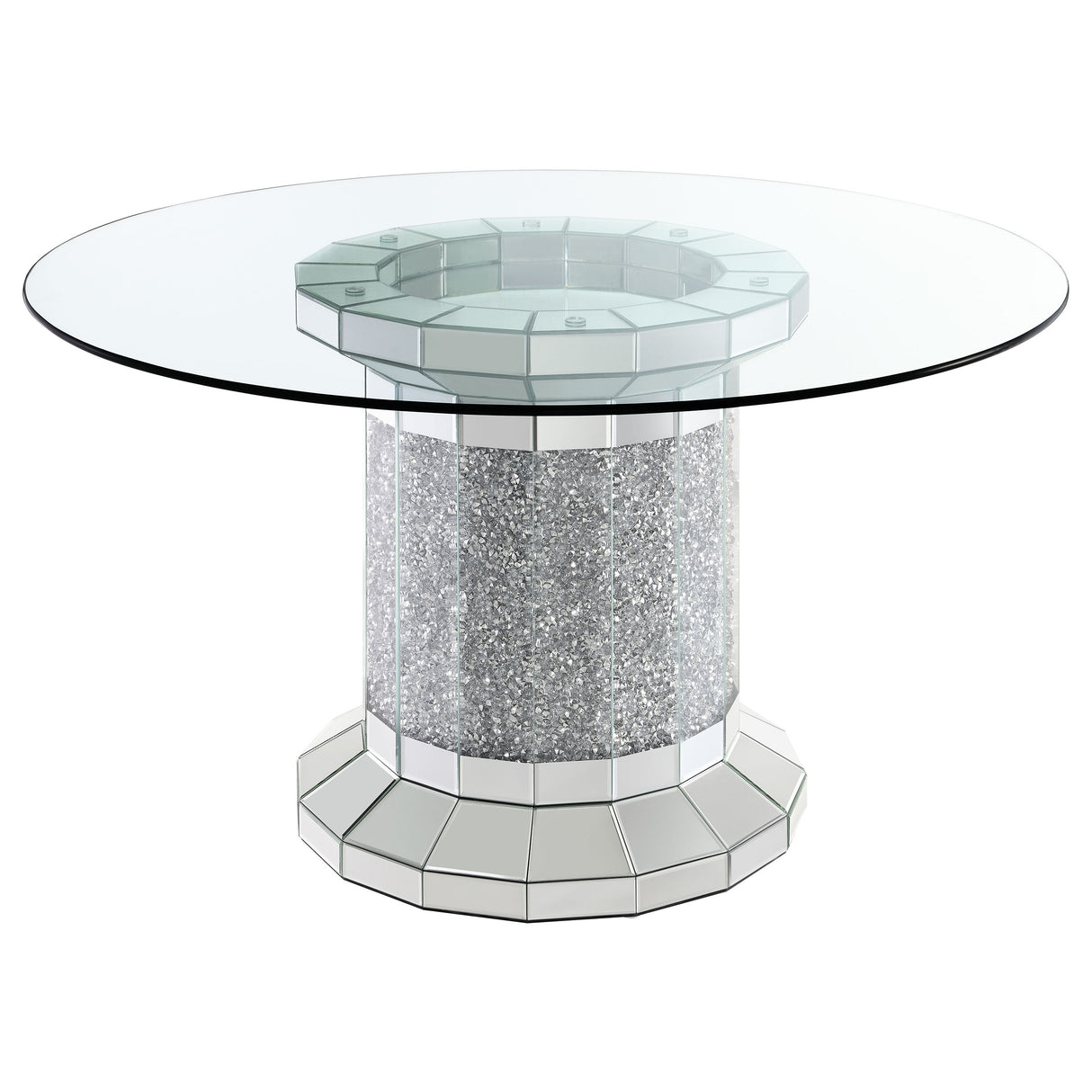 Ellie Grey 5-Piece Mirrored Pedestal Dining Table Set