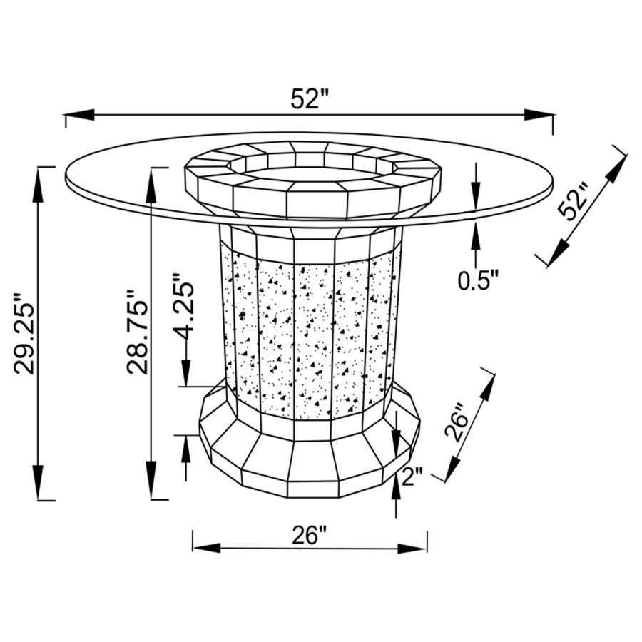 Ellie Grey 5-Piece Mirrored Pedestal Dining Table Set