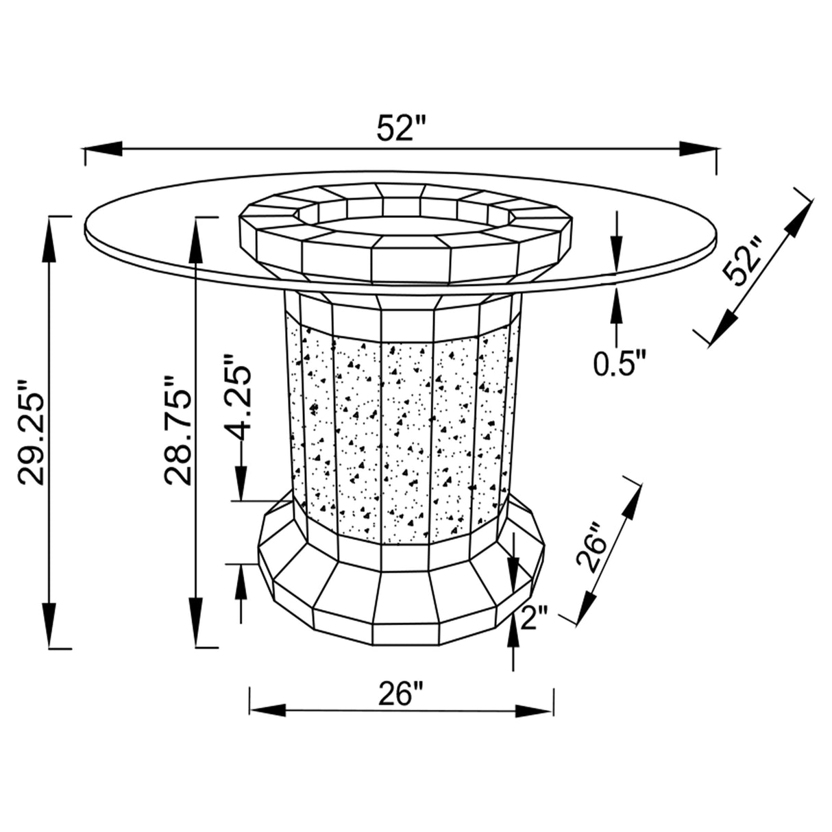 Ellie Black 5-Piece Mirrored Pedestal Dining Table Set
