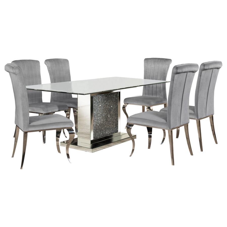 Marilyn Grey 5-Piece Rectangular Mirrored Dining Table Set