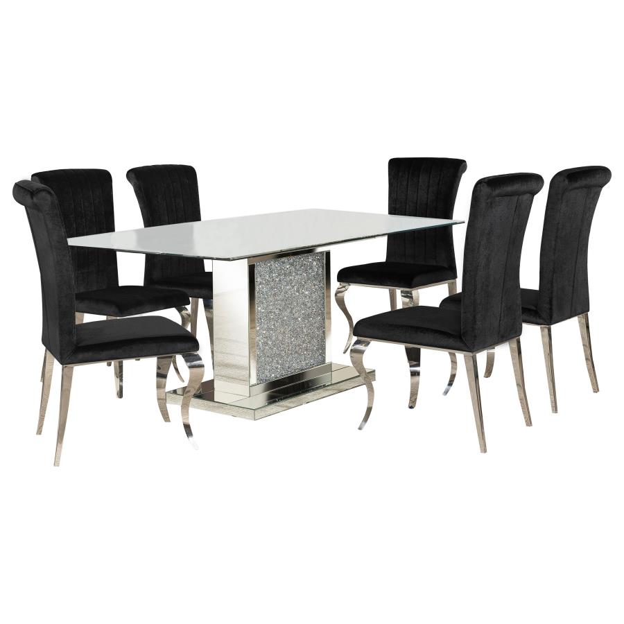 Marilyn Black 5-Piece Rectangular Mirrored Dining Table Set