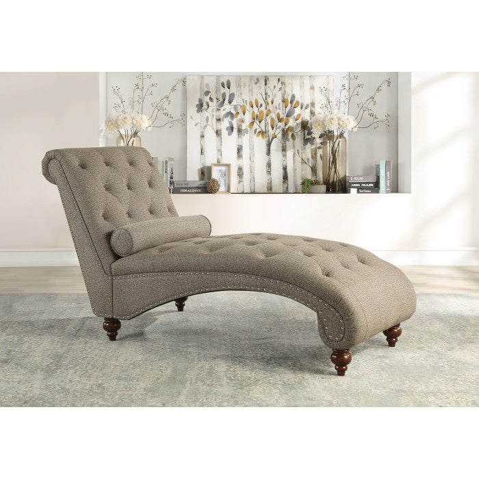 Bonne Exposed Wood Feet With Brown Chaise