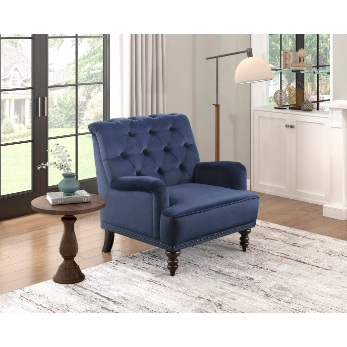Holland Park Dark Blue Velvet Accent Chair