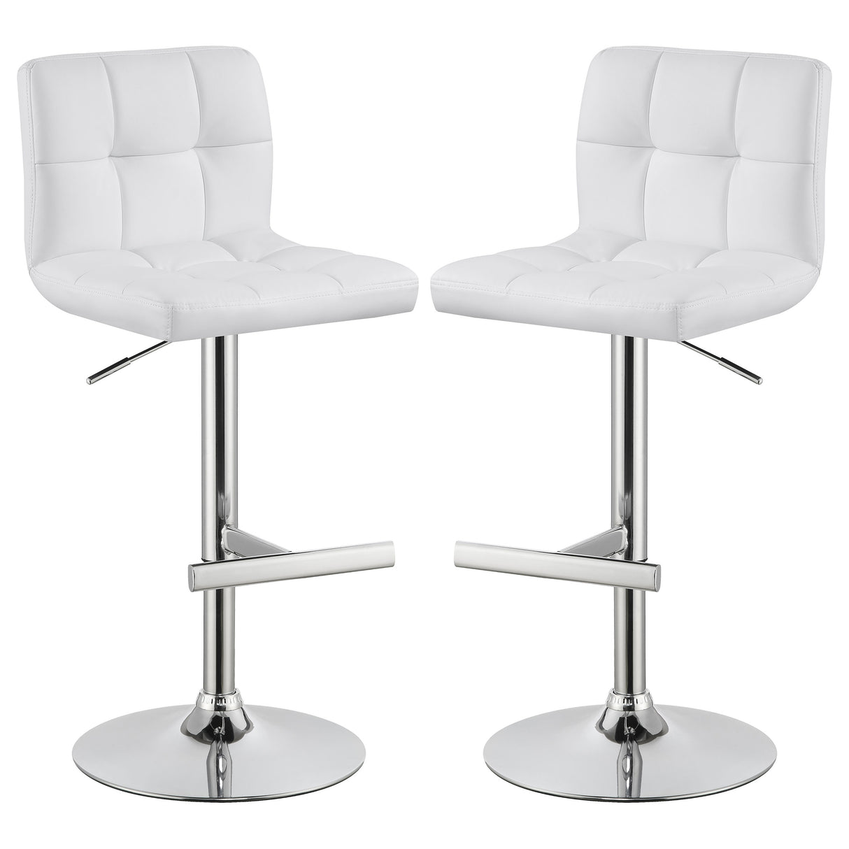 Lenny Adjustable Height Bar Stools Chrome And White (Set Of 2)
