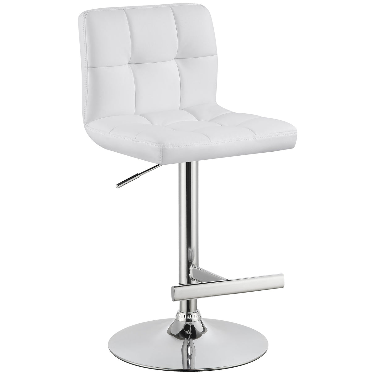 Lenny Adjustable Height Bar Stools Chrome And White (Set Of 2)