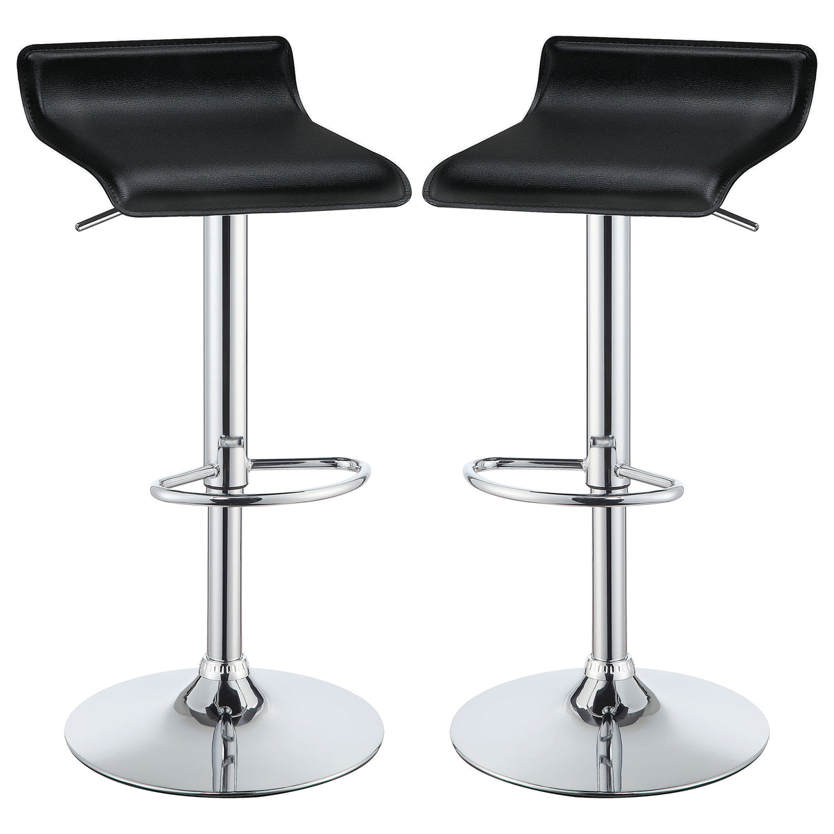 Bidwell 29" Upholstered Backless Adjustable Bar Stools Black And Chrome (Set Of 2)