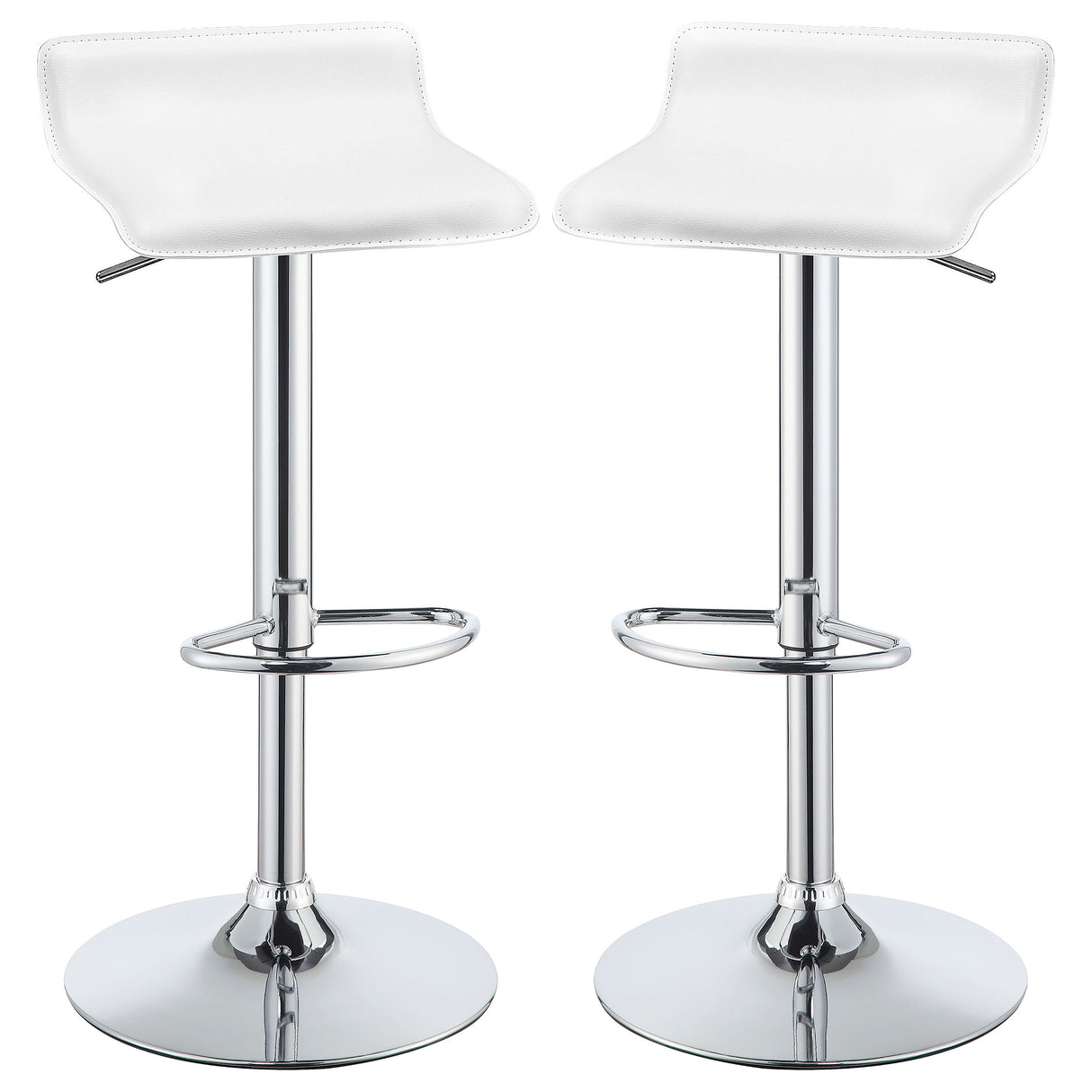 Bidwell 29" Upholstered Backless Adjustable Bar Stools White And Chrome (Set Of 2)