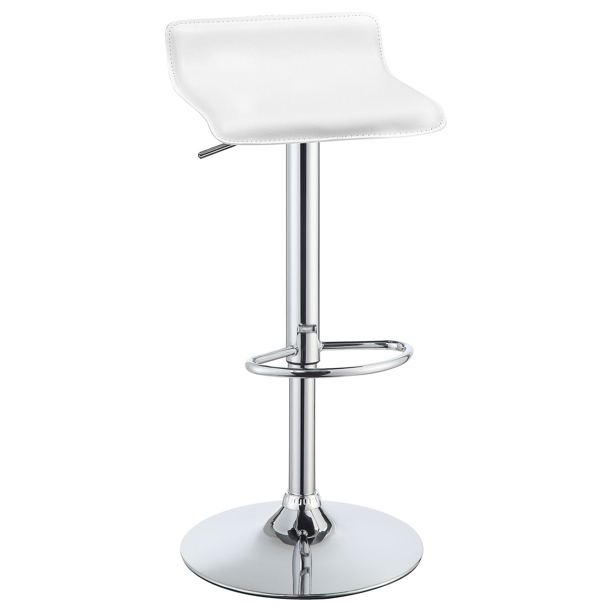Bidwell 29" Upholstered Backless Adjustable Bar Stools White And Chrome (Set Of 2)