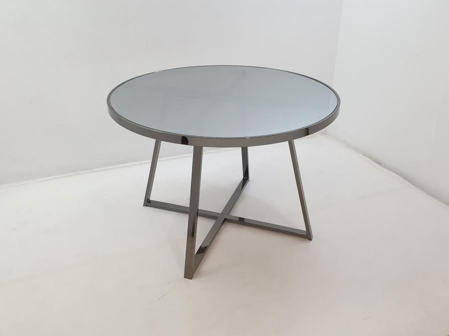 Jillian Round 45-inch Mirror Top Dining Table Black Nickel