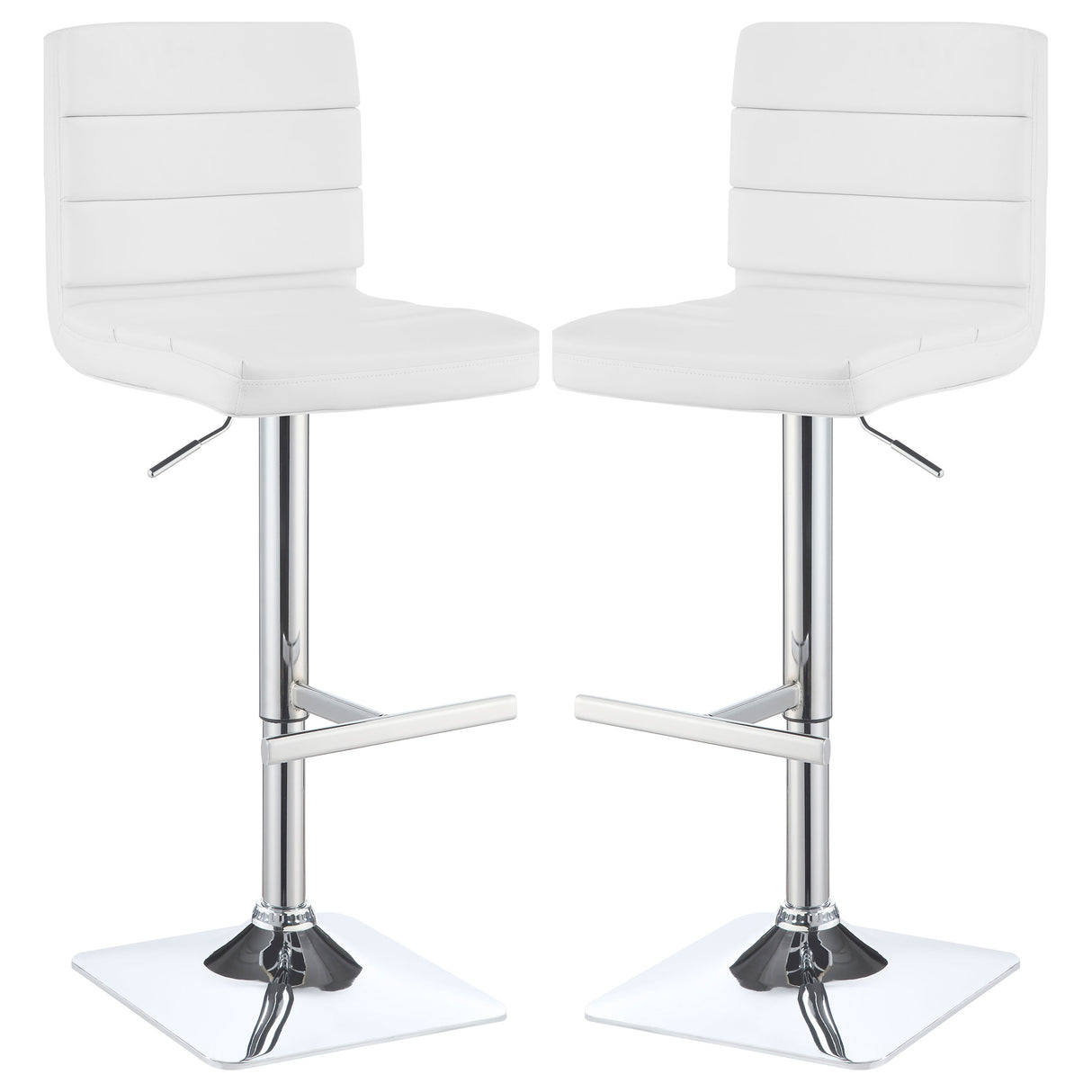 Bianca Upholstered Adjustable Bar Stools White And Chrome (Set Of 2)
