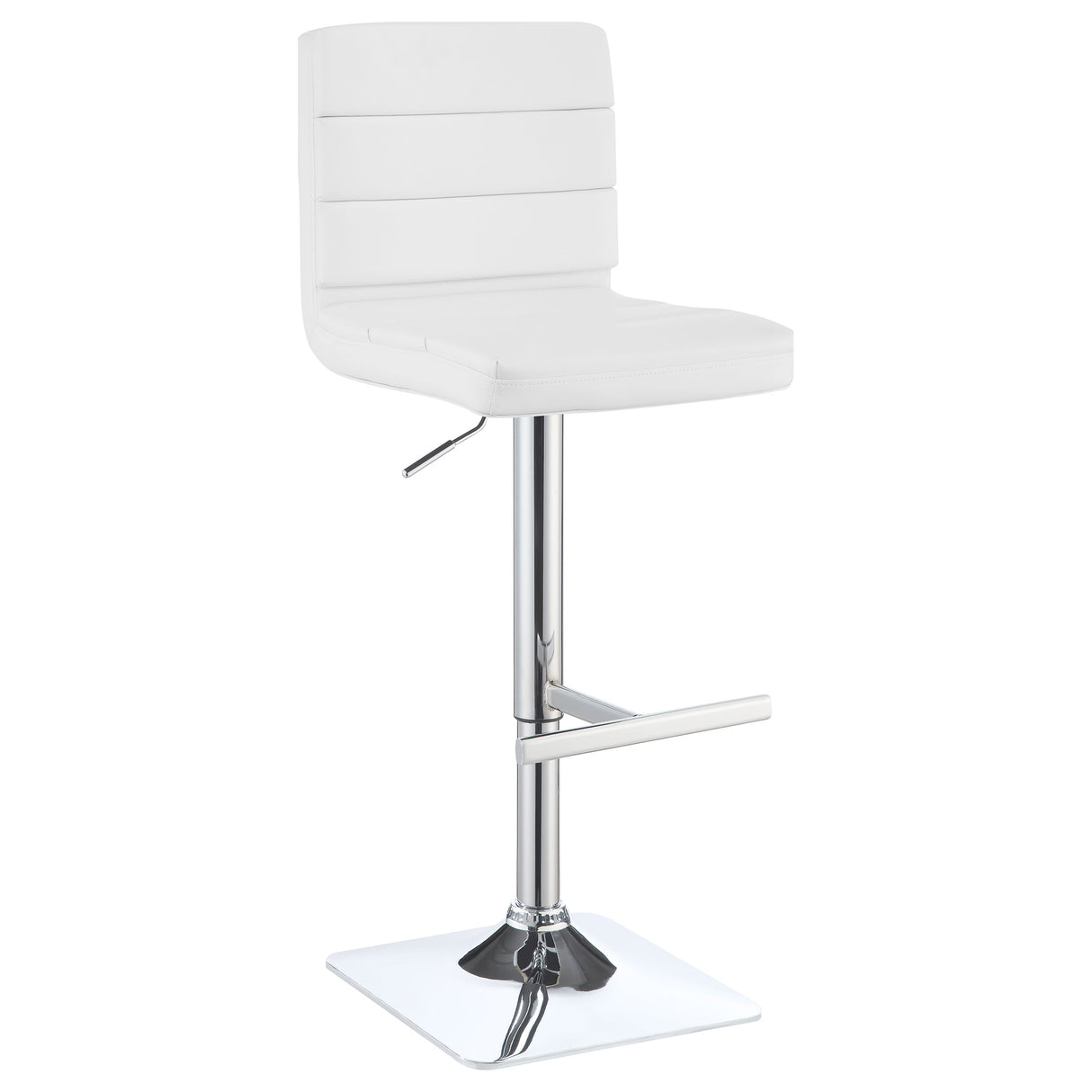 Bianca Upholstered Adjustable Bar Stools White And Chrome (Set Of 2)