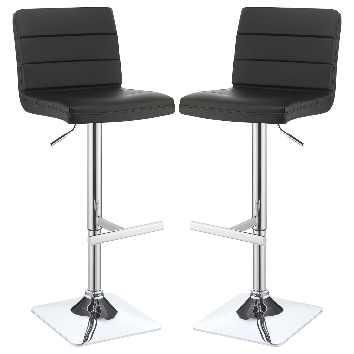 Bianca Upholstered Adjustable Bar Stools Black And Chrome (Set Of 2)