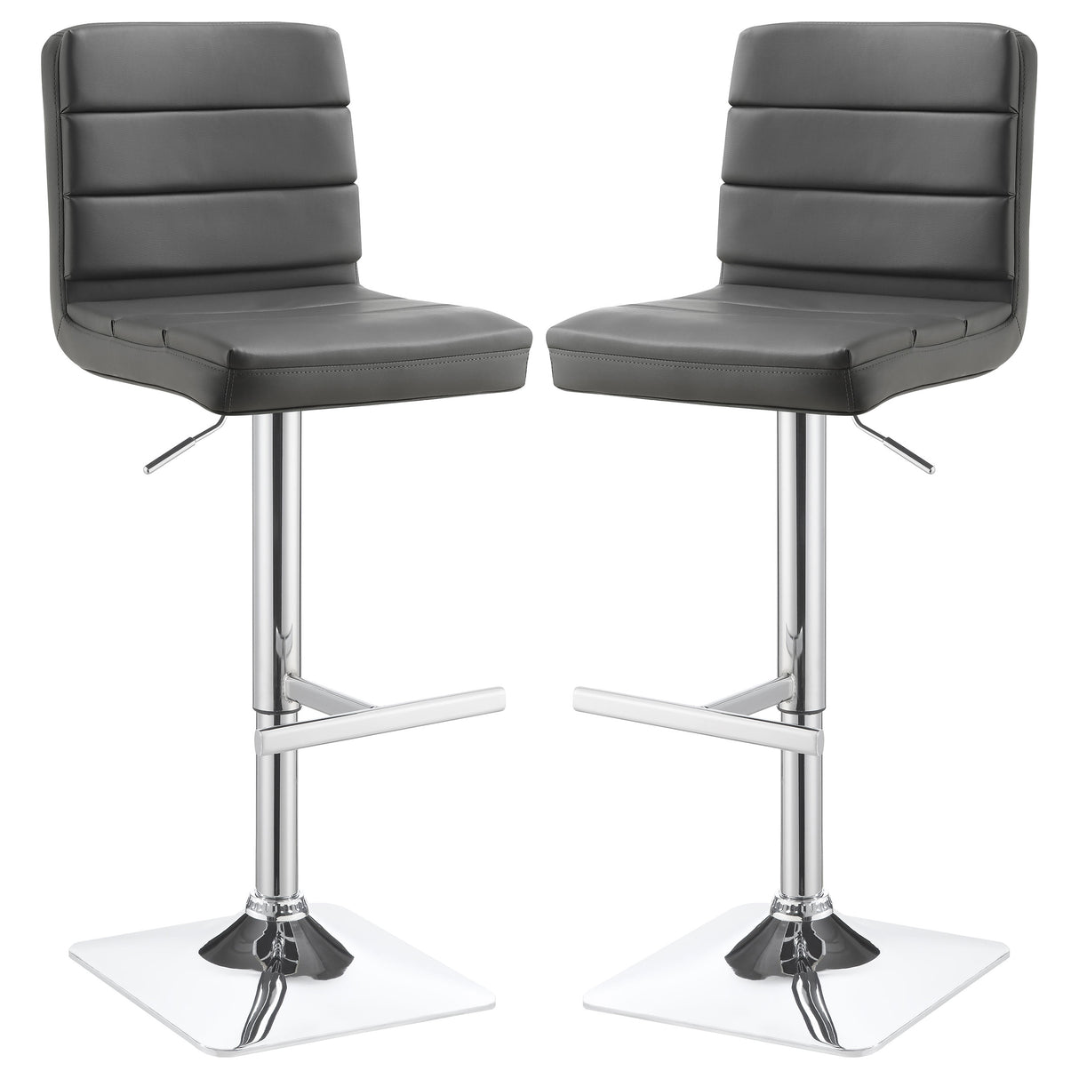 Bianca Upholstered Adjustable Bar Stools Grey And Chrome (Set Of 2)