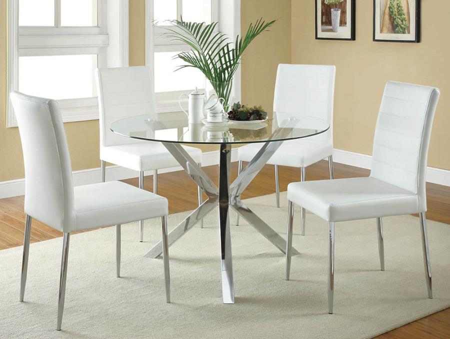 Vance Chrome Round 41-Inch Glass Top Asterisk Dining Table