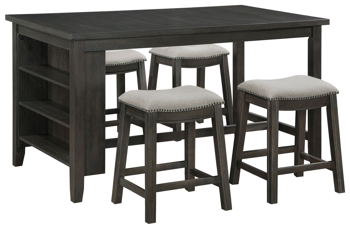 Elliston Dark Grey 5-Piece Counter Height Dining Table Set