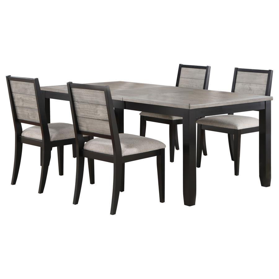 Elodie Black 5-Piece Rectangular Extension Leaf Dining Set
