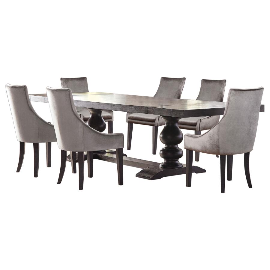 Phelps Distressed Noir / Grey 7-Piece Rectangular Dining Table Set