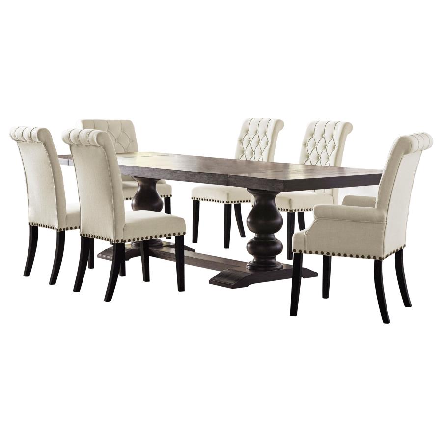 Phelps Distressed Noir / Beige 7-Piece Rectangular Dining Table Set