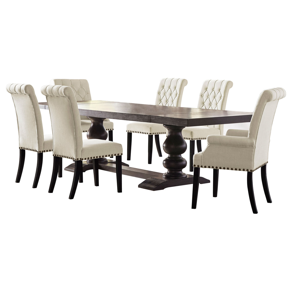 Phelps Distressed Noir / Beige 7-Piece Rectangular Dining Table Set