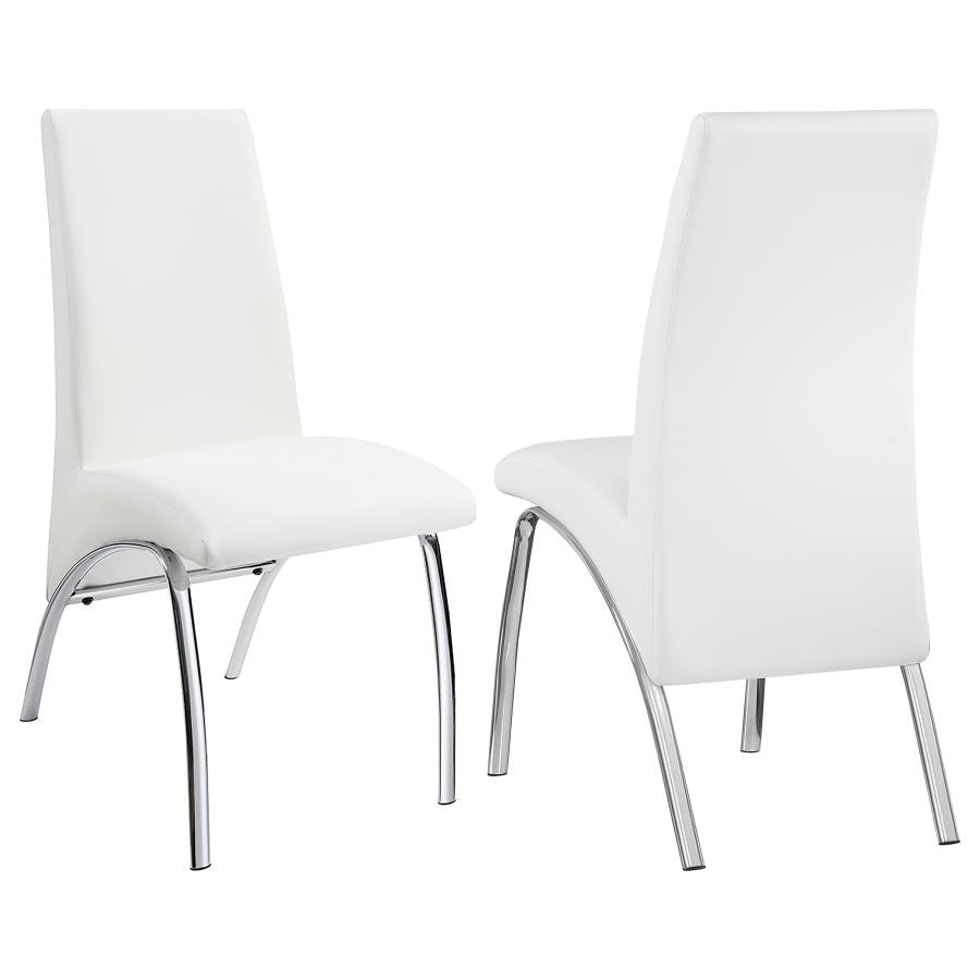 Bishop Upholstered Side Chairs White And Chrome (Set Of 2)