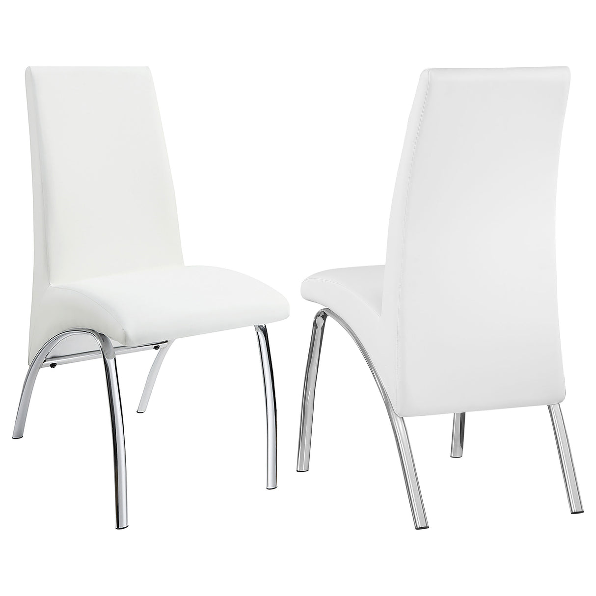 Bishop Upholstered Side Chairs White And Chrome (Set Of 2)