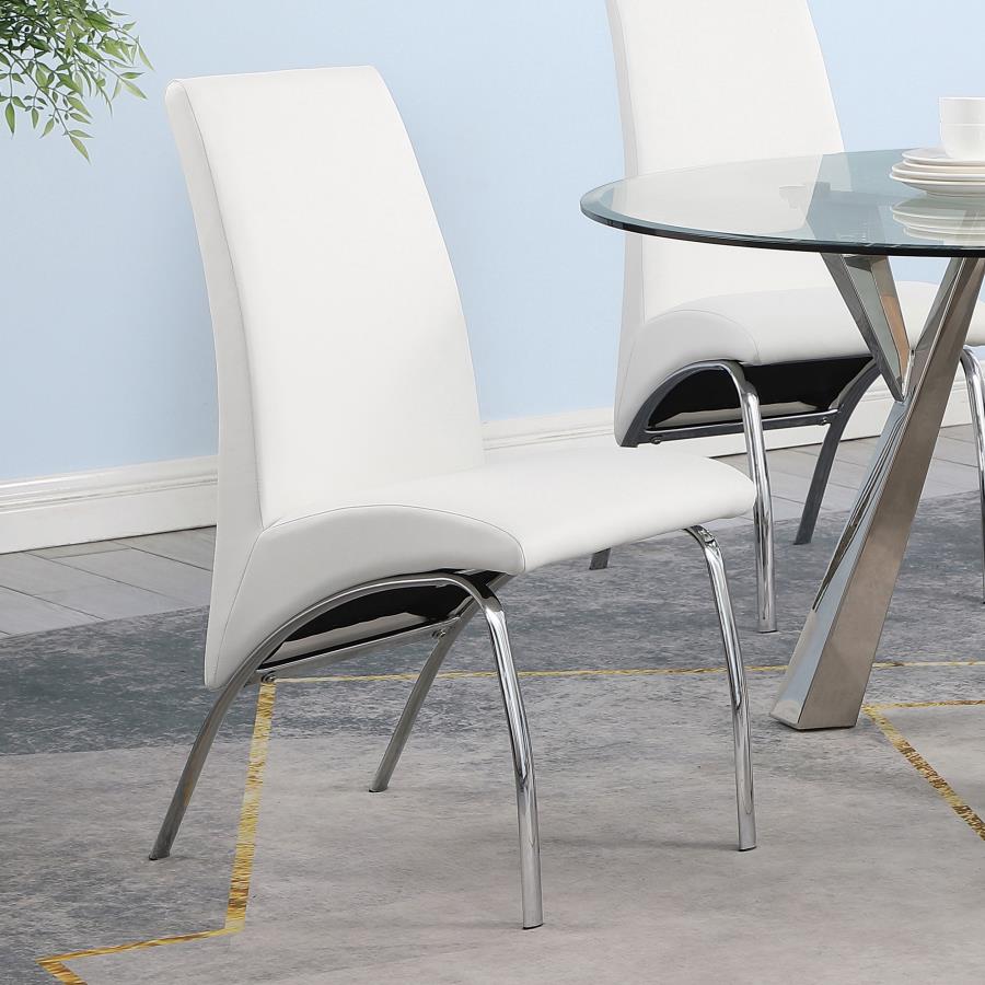 Bishop Upholstered Side Chairs White And Chrome (Set Of 2)