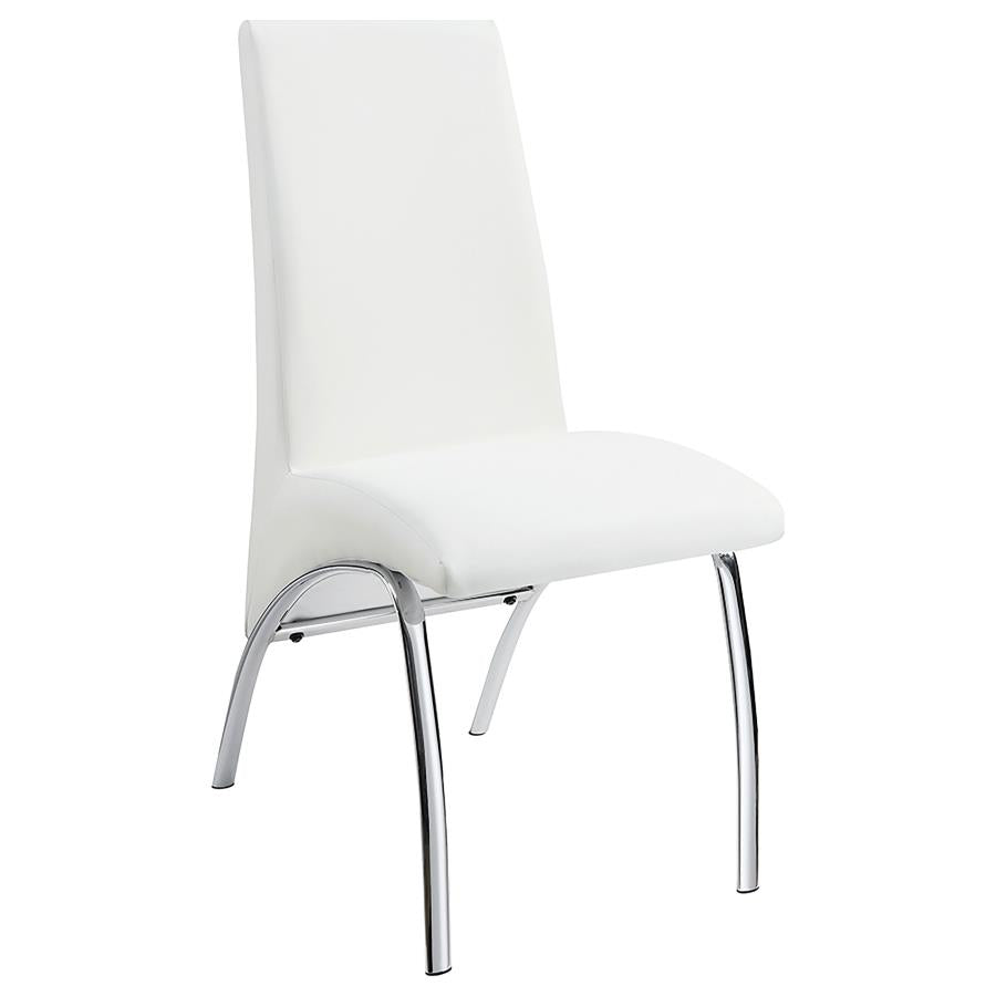 Bishop Upholstered Side Chairs White And Chrome (Set Of 2)