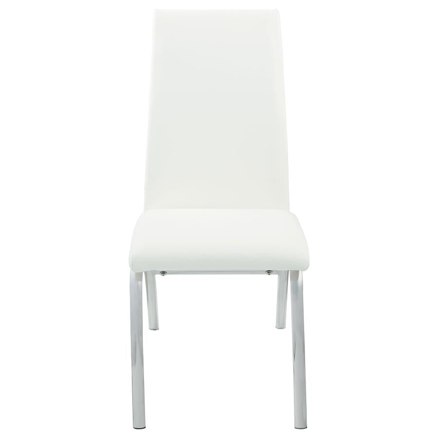 Bishop Upholstered Side Chairs White And Chrome (Set Of 2)