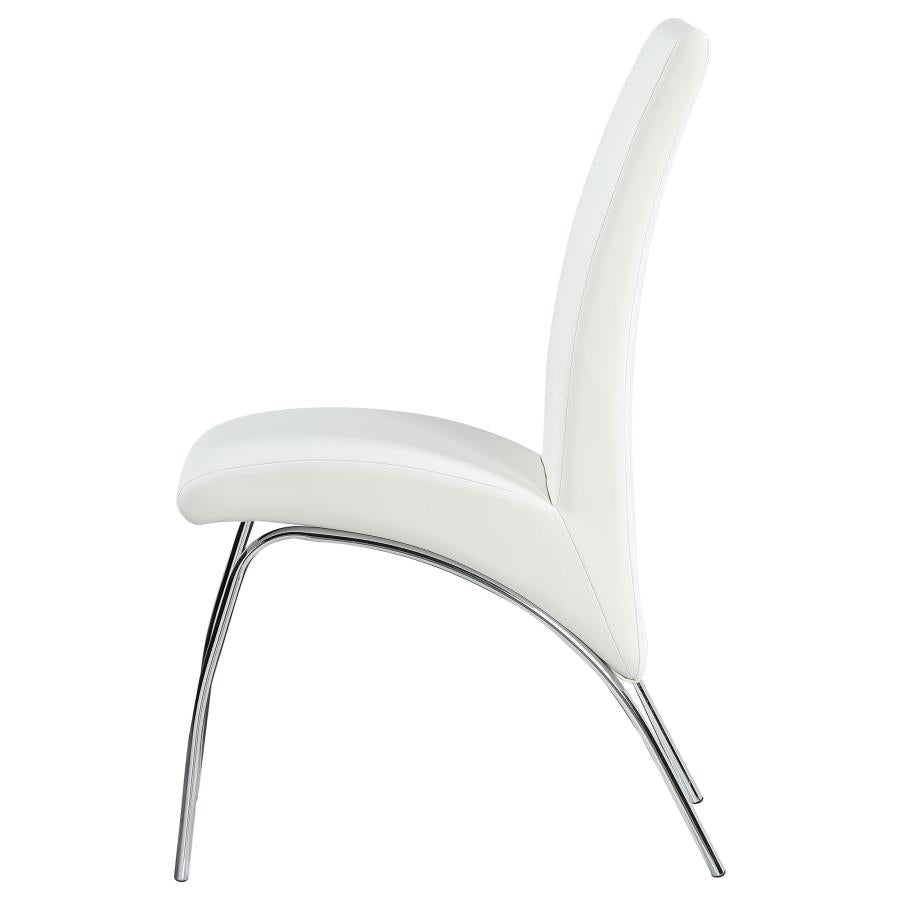 Bishop Upholstered Side Chairs White And Chrome (Set Of 2)