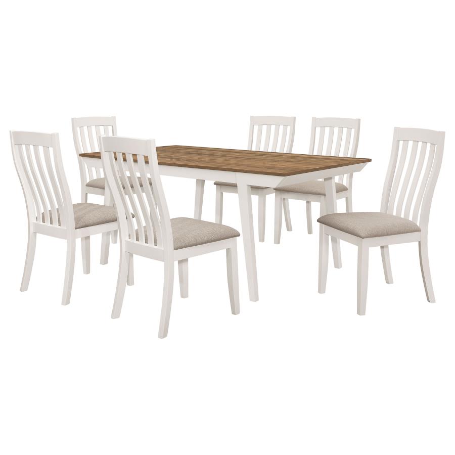 Nogales Off White 7-Piece Rectangular Dining Table Set