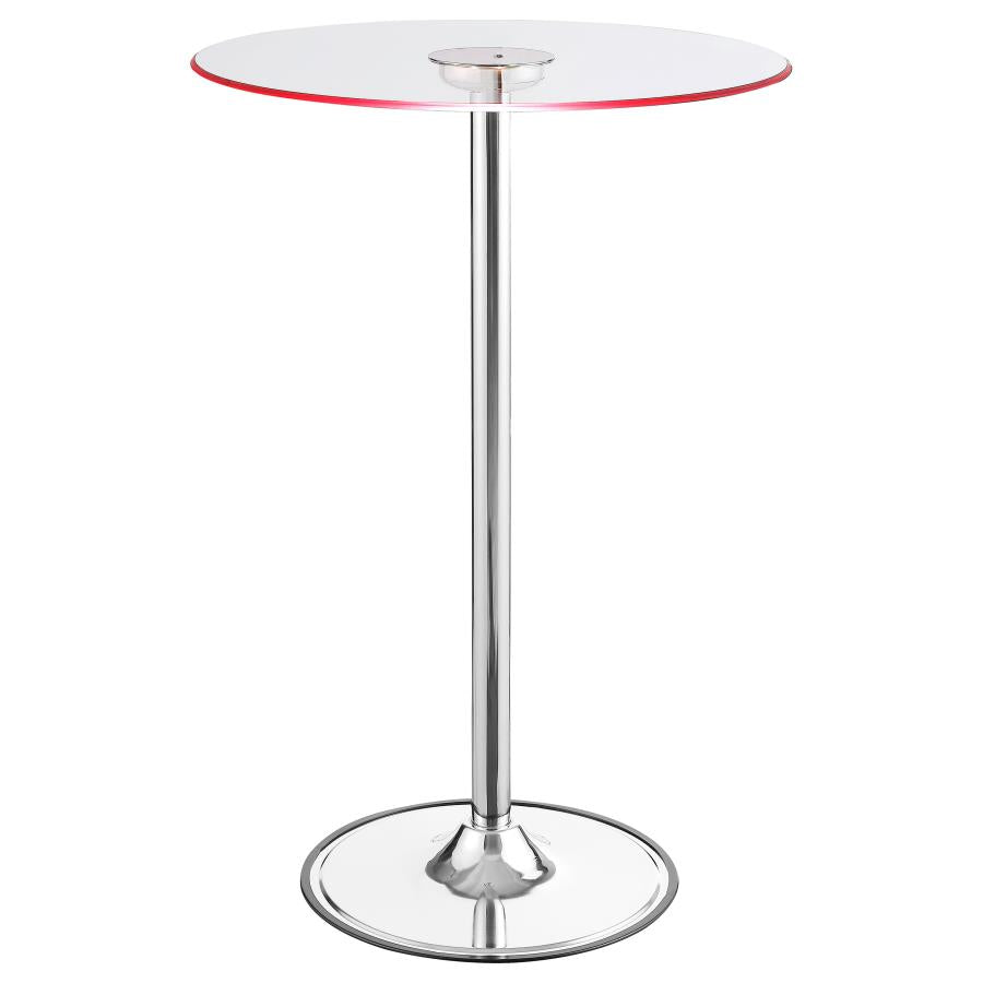 Thea Chrome Round 28-Inch Glass Top Led Bistro Bar Table