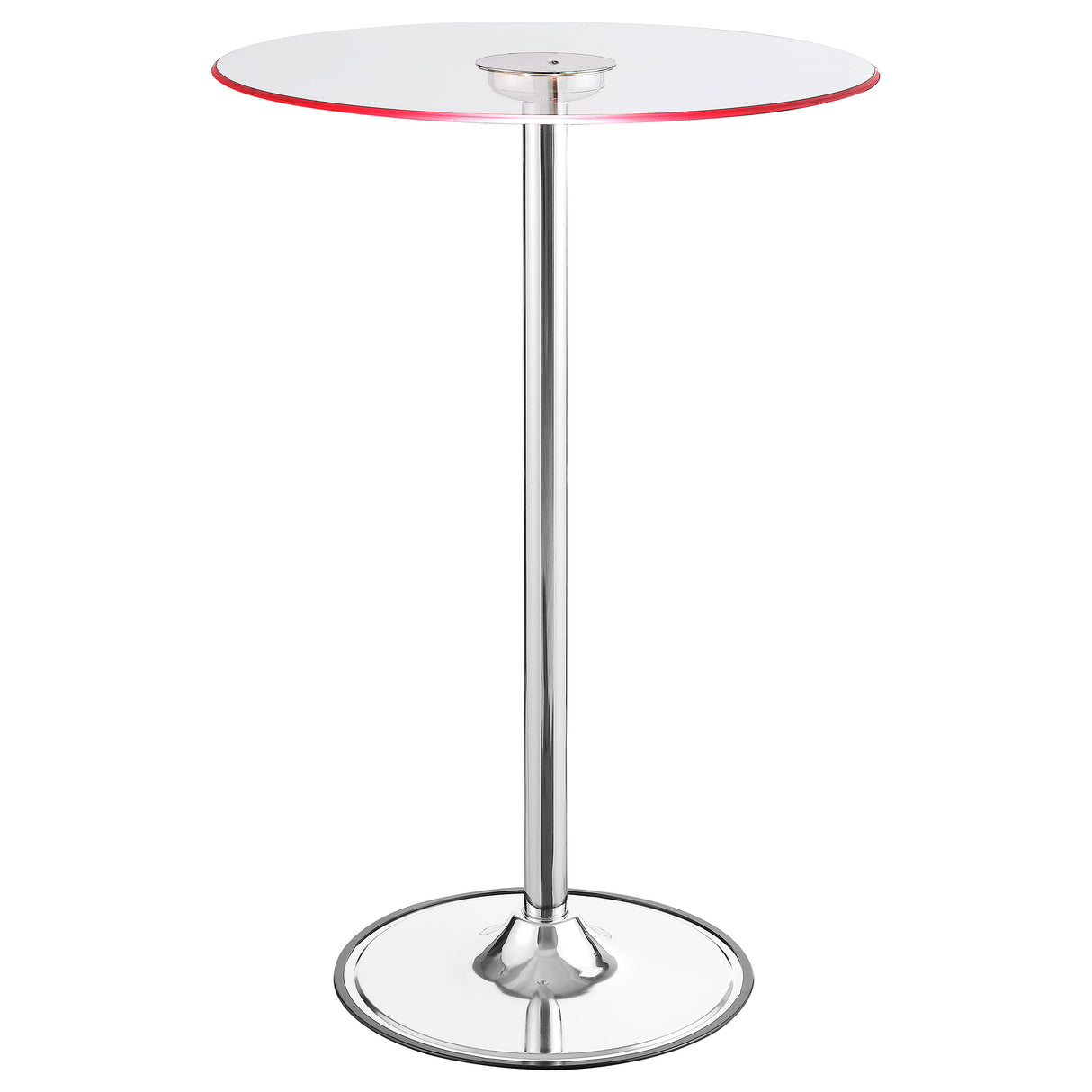Thea Chrome Round 28-Inch Glass Top Led Bistro Bar Table
