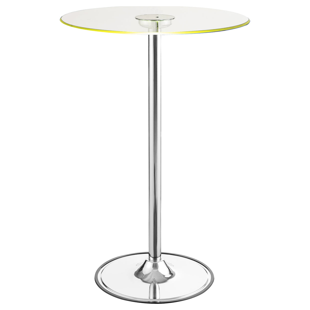 Thea Chrome Round 28-Inch Glass Top Led Bistro Bar Table