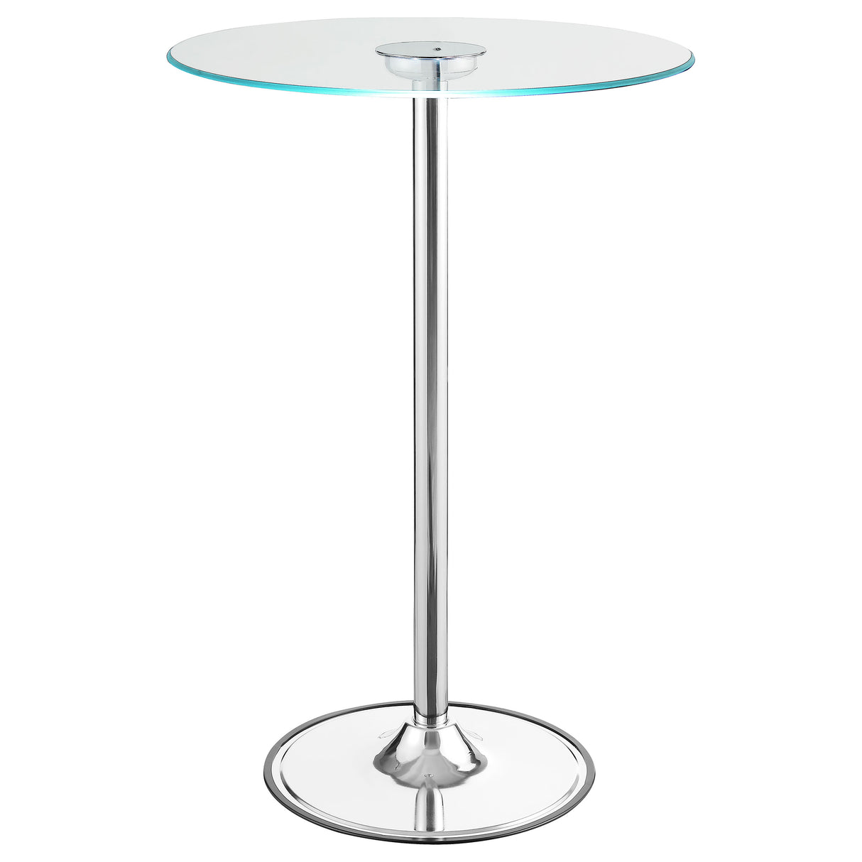 Thea Chrome Round 28-Inch Glass Top Led Bistro Bar Table