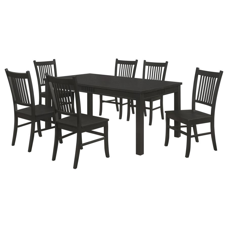 Marbrisa Matte Black 7-Piece Rectangular Dining Table Set